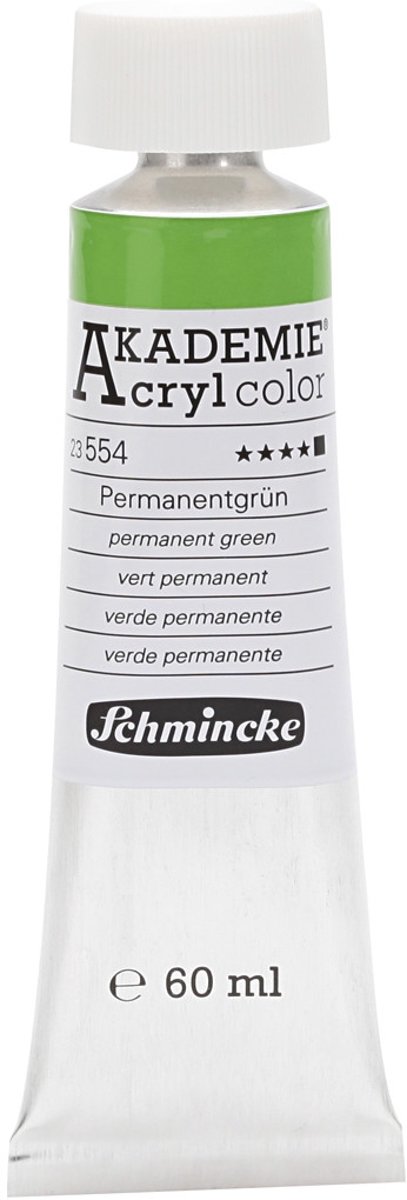 Schmincke AKADEMIE® Acryl color , permanent green (554), opaque, good fade resistant, 60ml [HOB-319580]